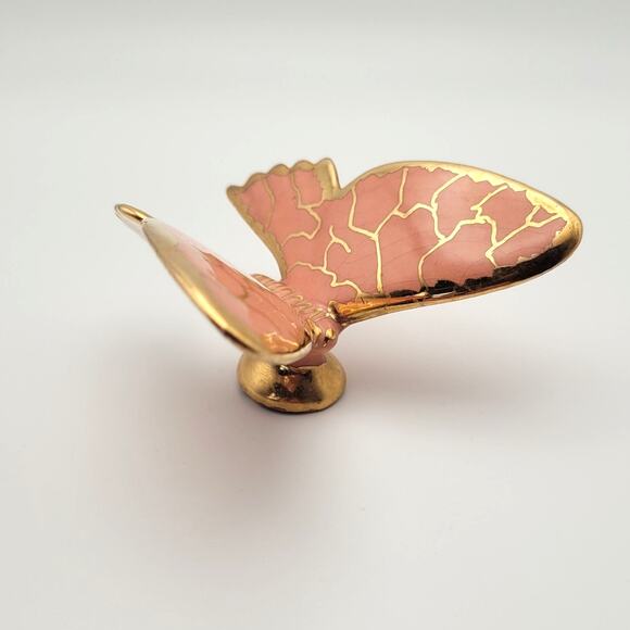 Vintage Butterfly Figure Peachy Pink with Gold Tones 2" - Picture 1 of 10